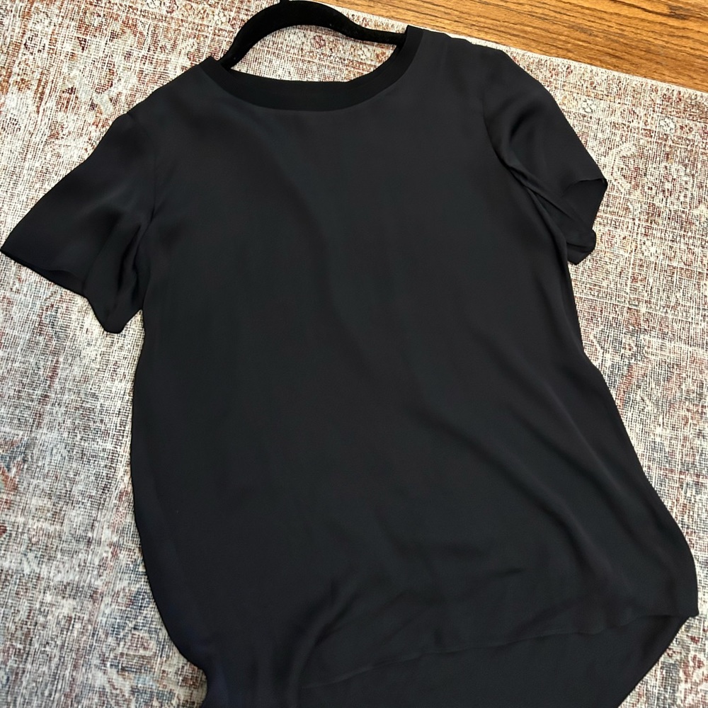 Black Silk Short Sleeve Top